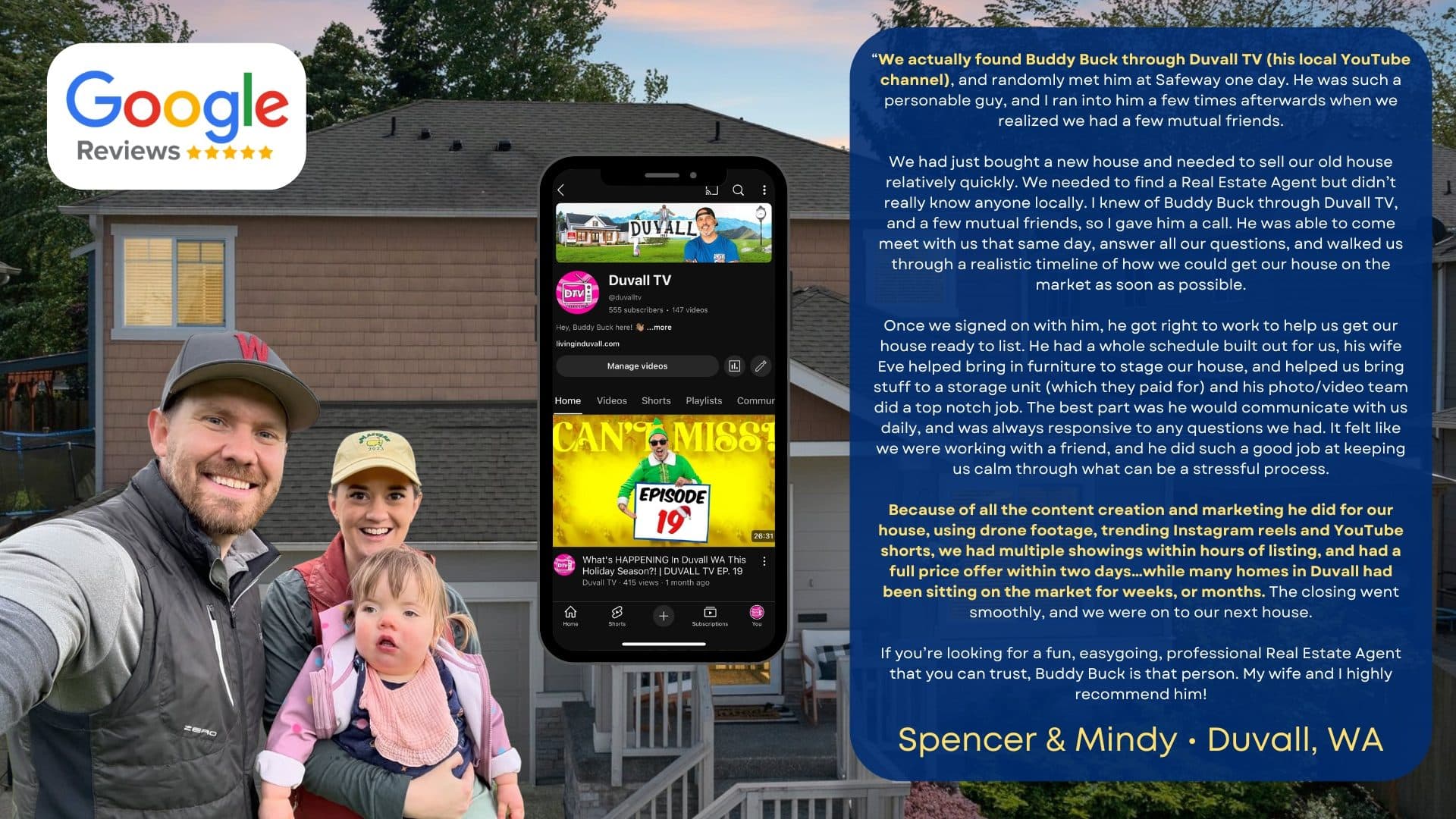 Spencer & Mindy Kabelac review of Buddy Buck